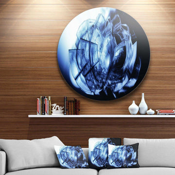 Fractal Blue Glass Pattern - Abstract Metal Circle Wall Art